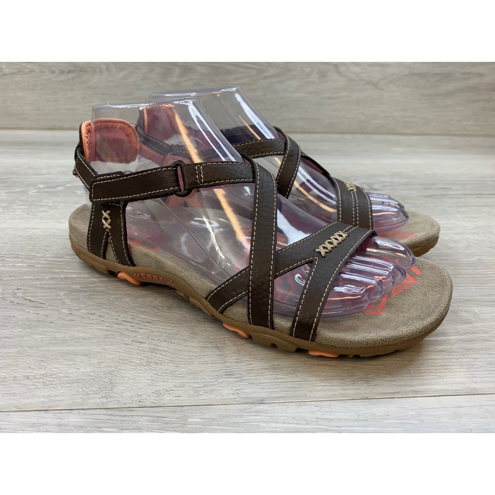 Merrell Terran Ari Lattice Sandals Women's 6 Cocoa Coral Brown Strappy Shoes